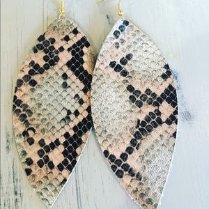 Snakeskin leather earrings